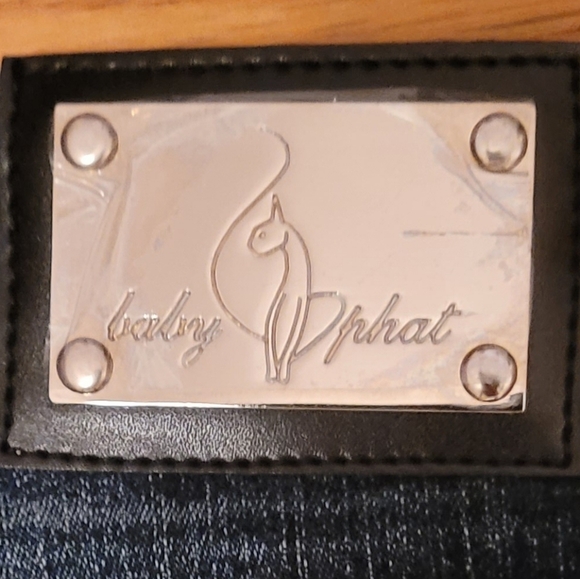 Vintage Y2K Baby Phat Dark Blue Jean Denim Mini Skirt- Size 5 (NWT) - Picture 9 of 13